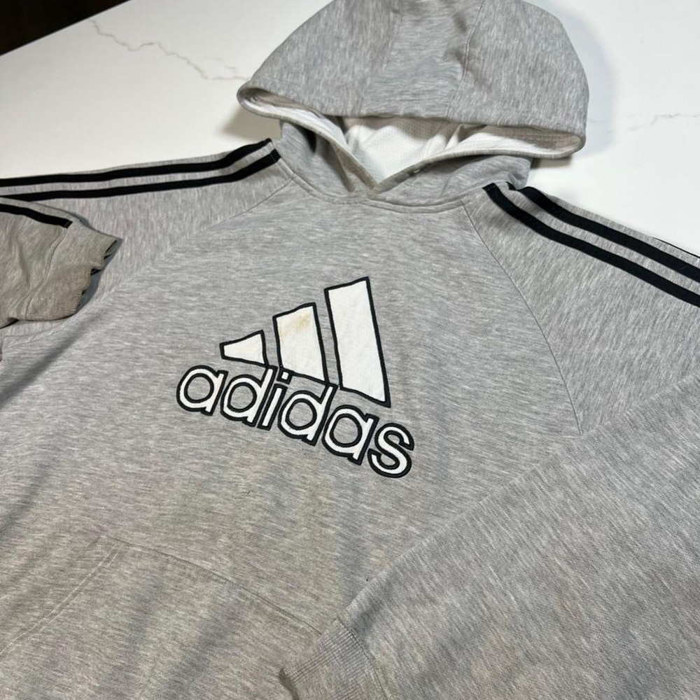 Vintage heavyweight center logo, Adidas,‎ baggy hoodie, striped essential fleece